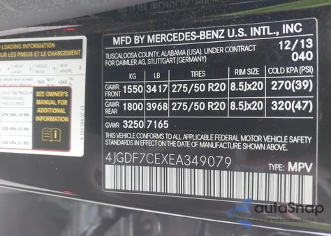 2014 Mercedes-Benz Gl 450 4Matic из США, поврежденный, VIN 4JGDF7CEXEA349079